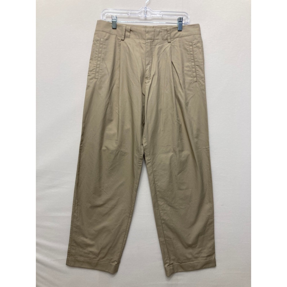 COS Pants Pleated size 32 Tan Khaki Pleated Wide Leg Cotton Minimalist Neutral